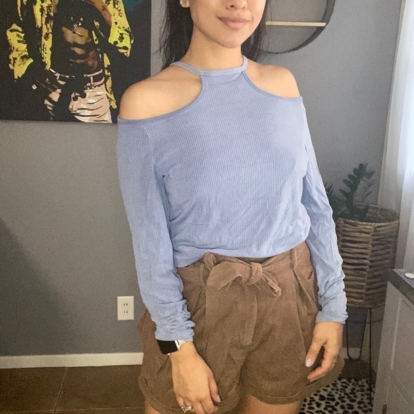 Arizona jeans cold shoulder blue top size L - Picture 1 of 10